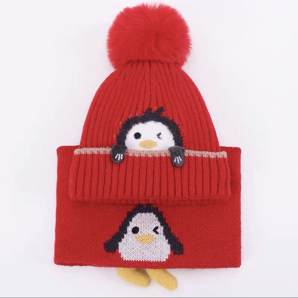 Children's Hat Suit Boys Winter Thermal Pure Kids' Headwear