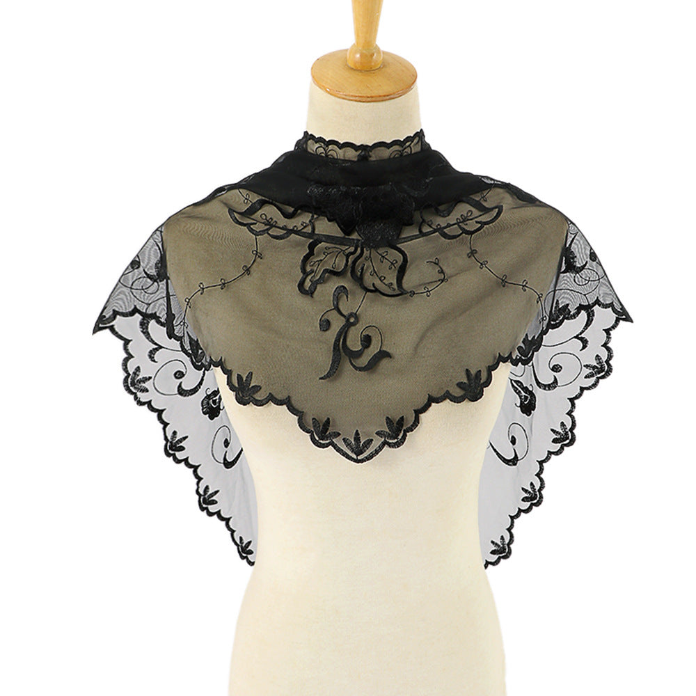 Women's Flower Monochrome Triangular Binder Polyester Lace Hollow Scarfs