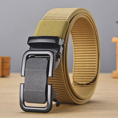 Men's Iron Automatic Buckle Nylon Waistband Outdoor Belts