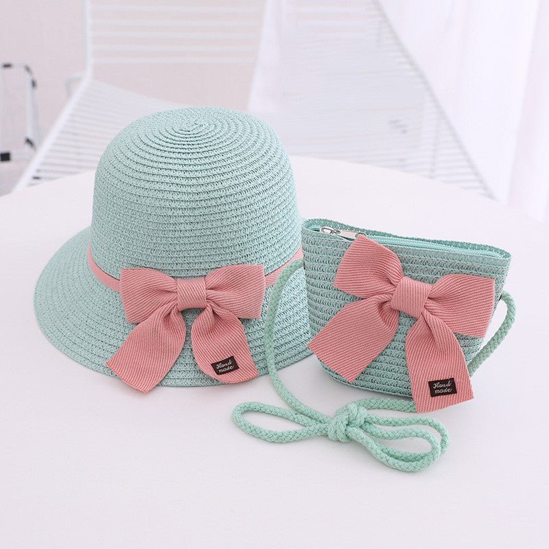 Children's Hat Straw Bow Sweet Cute Sun Kids' Headwear