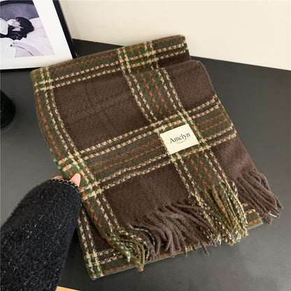 Plaid Female Winter Korean Style Thick Scarfs