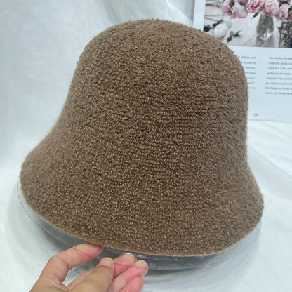 Women's Simple Plush Fisherman Hat Plain Casual Hats & Caps