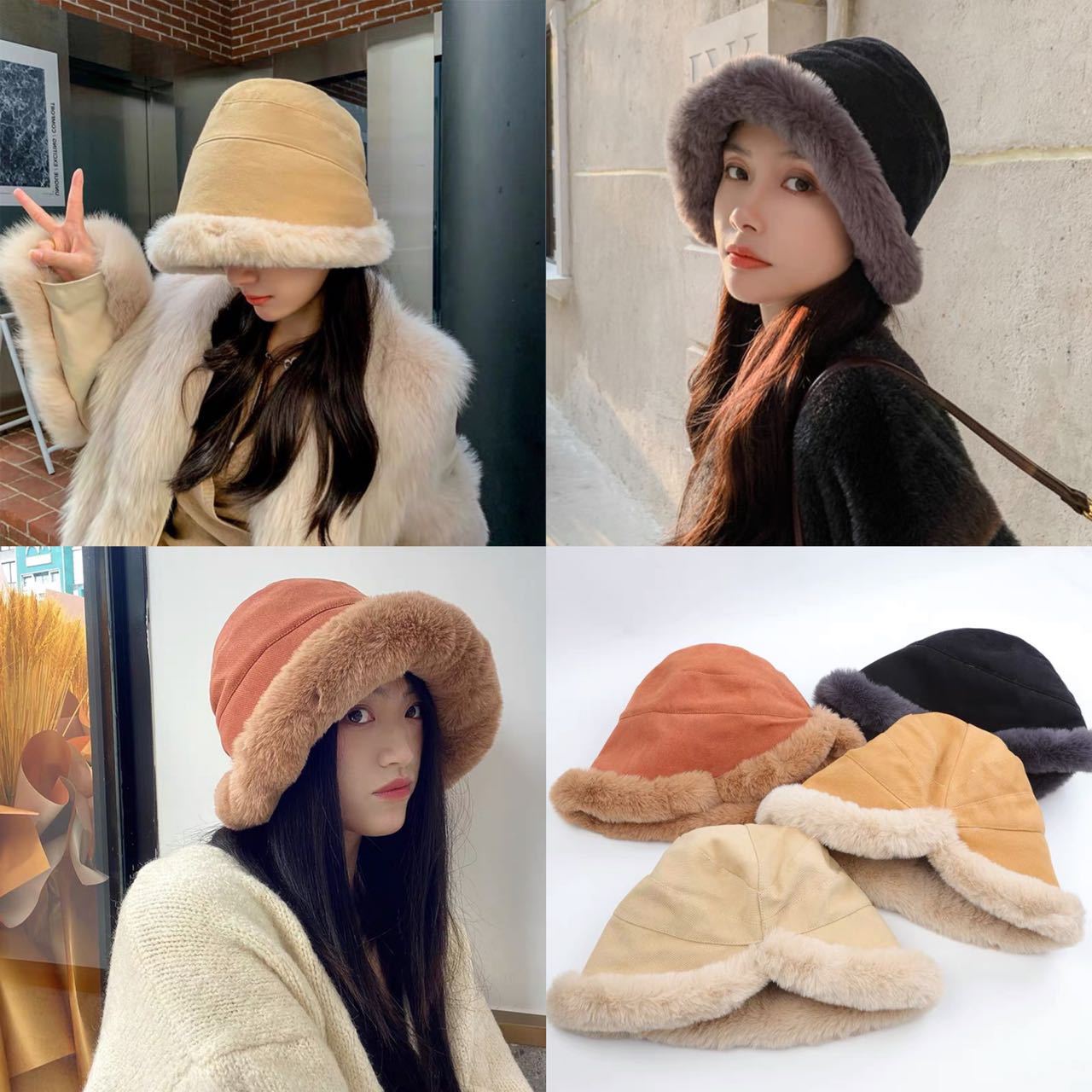 Women's Plush Fisherman Hat Thickened Curling Fur Mongolian Hats & Caps