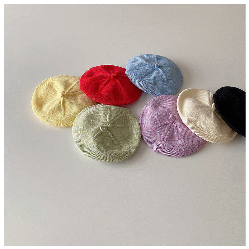 Beret Infant Solid Color Knitted Wool Kids' Headwear