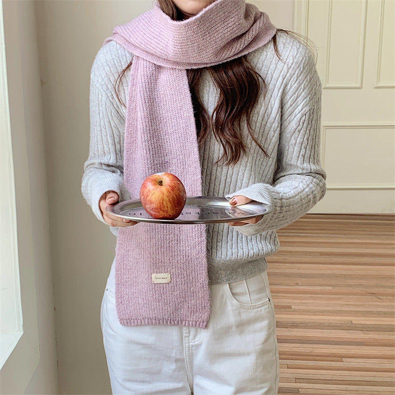 Women's Color Small White Knitted Wool Short Scarfs