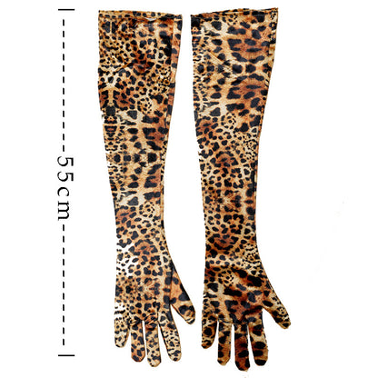 Women's Fashion Leopard Gold Veet For Halloween Gloves