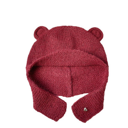 Women's Knitted Woolen Face Slimming Solid Color Hats & Caps