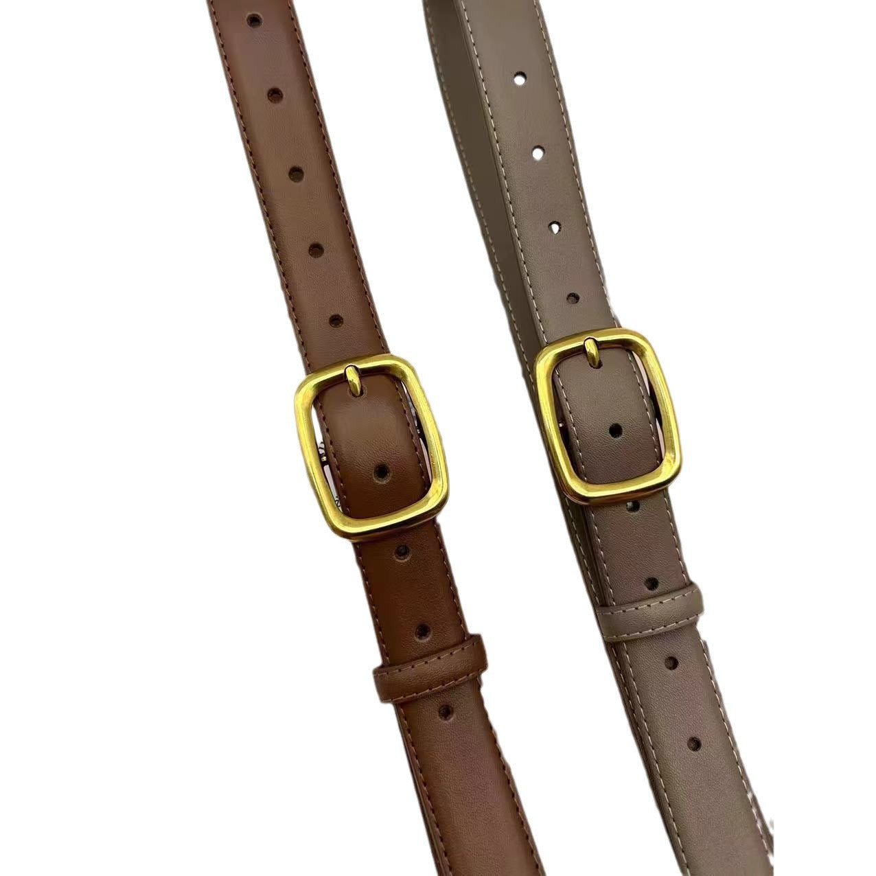 Women's Leather Genuine Brown Simple Wide Decorative Versatile Belts