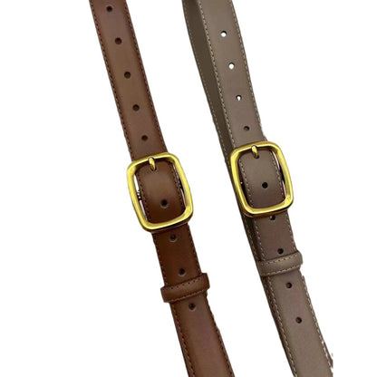 Women's Leather Genuine Brown Simple Wide Decorative Versatile Belts