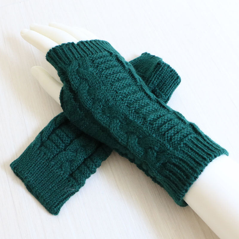 Women's & Men's Short Twist Fashion Korean Knitted Wool Exposed Gloves