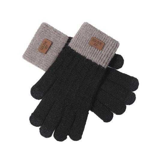 Women's Knitted Warm Outdoor Windproof Fleece-lined Korean Gloves