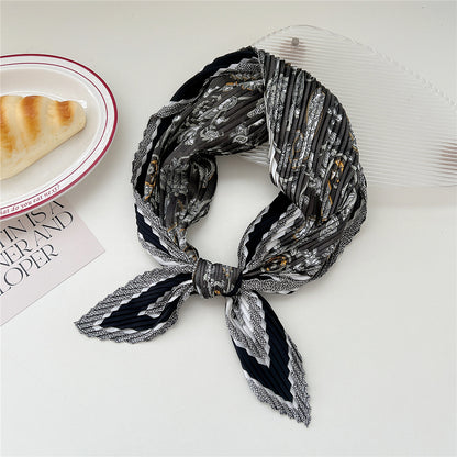 Women's Crumpled Kerchief Summer East Gate Pleated Decorative Printed Hair Scarfs