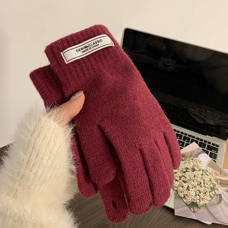 Women's Korean Minority Simple Solid Color Sweet Girly Gloves