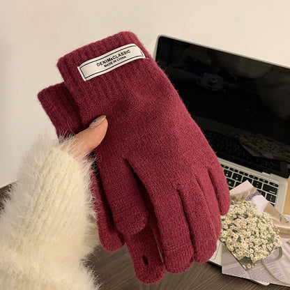 Women's Korean Minority Simple Solid Color Sweet Girly Gloves