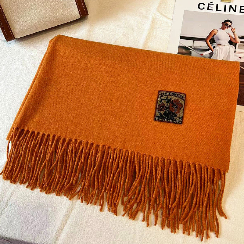 Women's Solid Color Winter Thickened High-grade Wool Scarfs