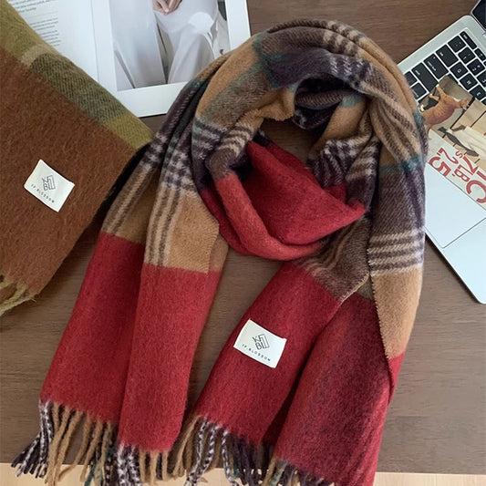 Women's Style High-grade Plaid Winter Versatile College Couple Scarfs