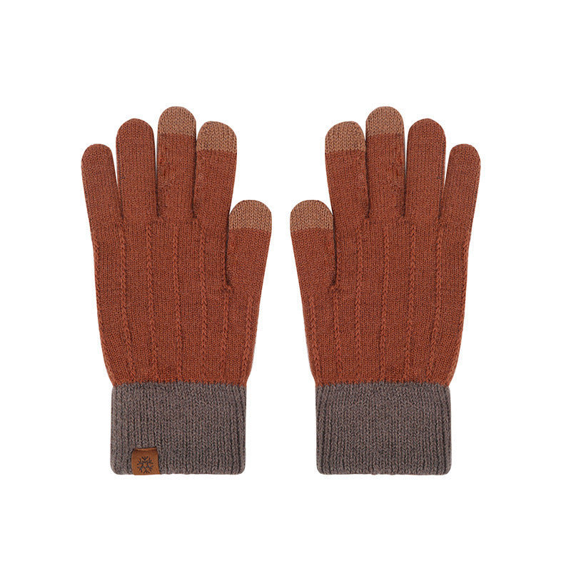 Women's Half Finger Flip Knitted Winter Cute Fleece-lined Outdoor Warm Gloves