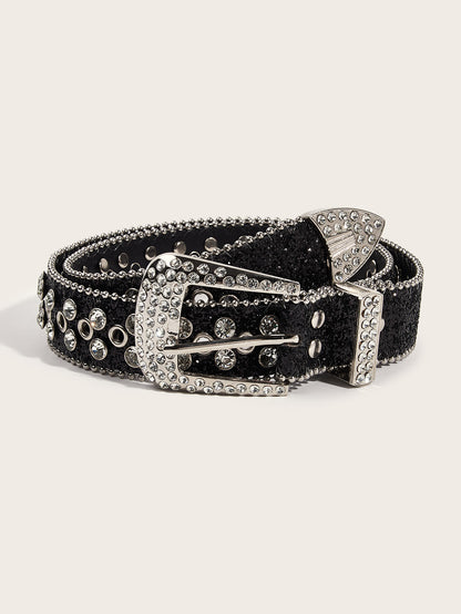 Women's Rhinestone Style Wide Decorative Fashion Personality Sequins Belts