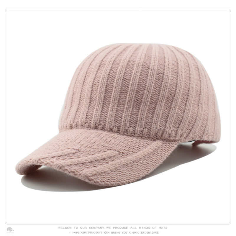 Women's Knitted Wool Baseball Korean Fashion Face Hats & Caps