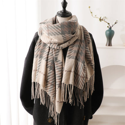 Style Plaid Winter Male Female Thickened Scarfs