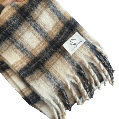 Women's Thick Warm Cashmere Plaid Korean Style Scarfs