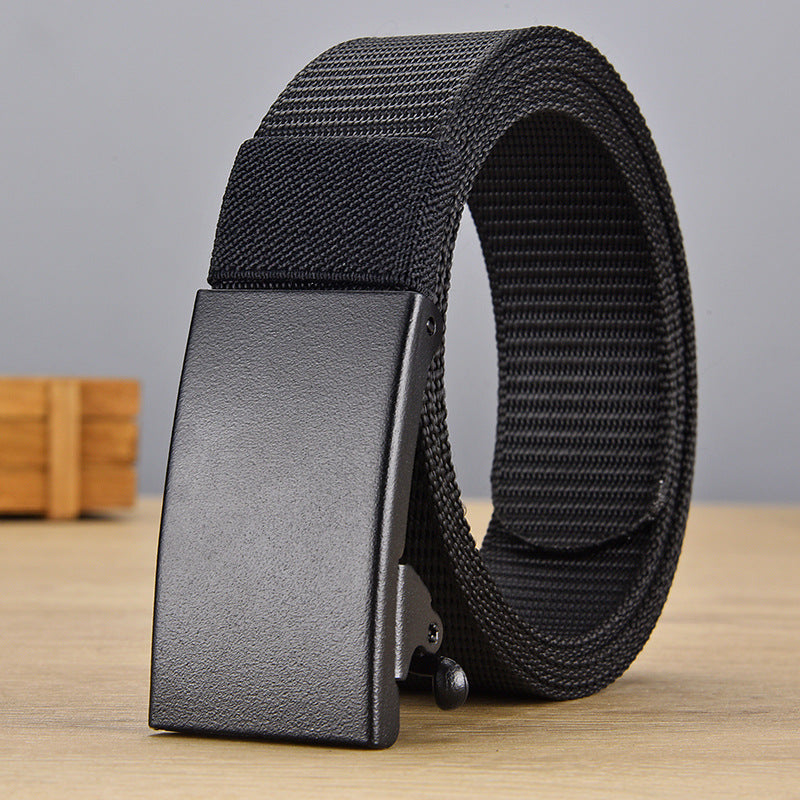 Men's Iron Automatic Buckle Nylon Waistband Outdoor Belts