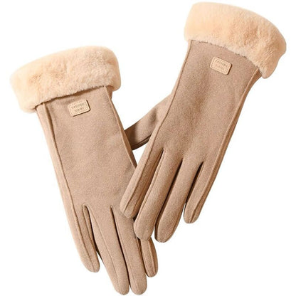 Women's Fleece Lined Padded Warm Keeping Windproof Touch Gloves