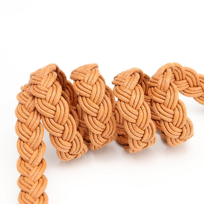 Women's Retro Style Wax Rope Woven Iron Belts