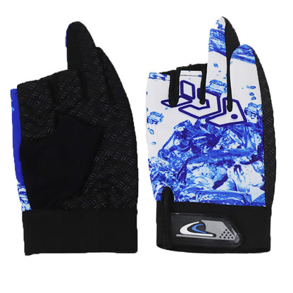 Men's Fishing Printed Dew Three Fingers Spring Gloves