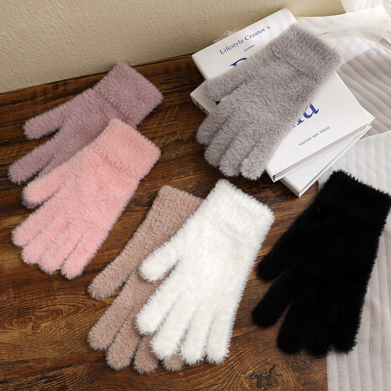 Color Cute Warm Fluffy Soft Glutinous Gloves