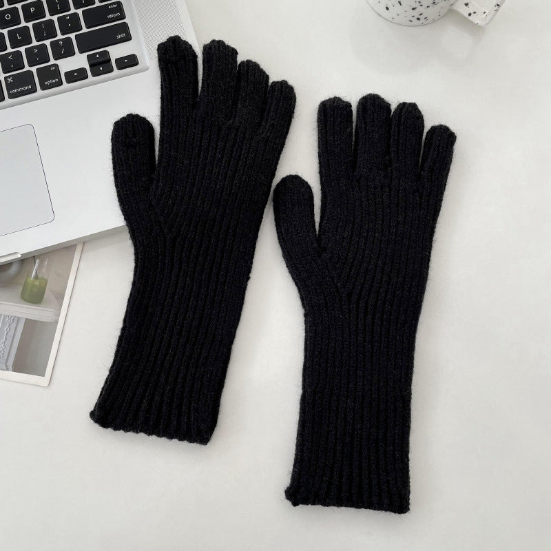 Color Woolen Knitted Candy Finger Open Gloves