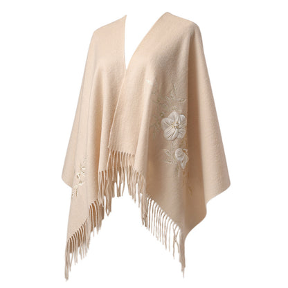 Women's Embroidered Wool For To Give Mom Long Warm Scarfs