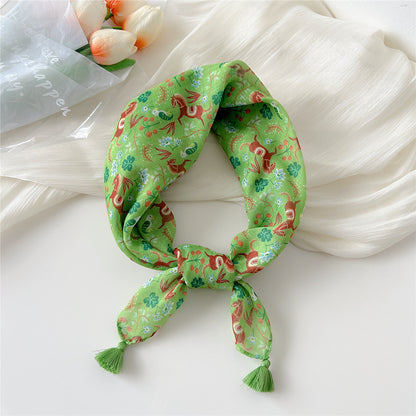 Women's Linen Small Square Towel Neck Decorative Scarfs