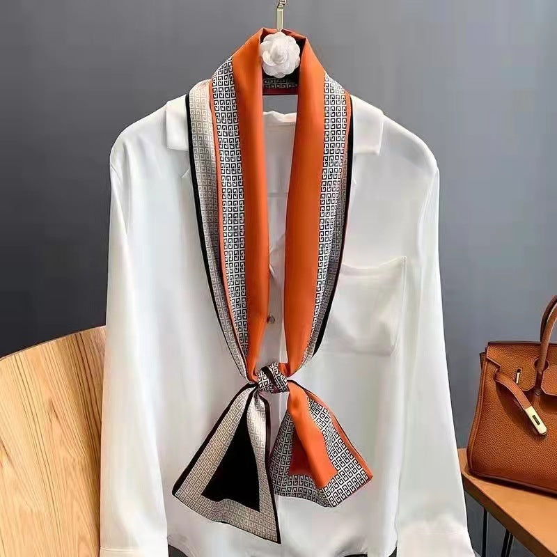 Women's Fashion Small Hair Band Shirt Matching Handy Scarfs