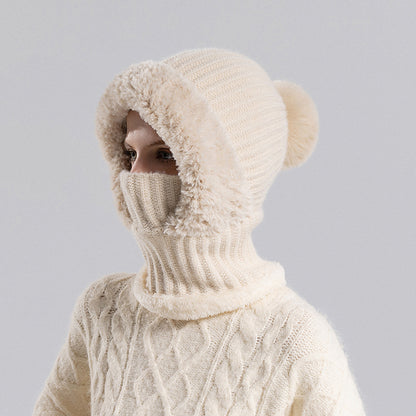 Women's Knitted Hat Mask One-piece Winter Windproof Hats & Caps