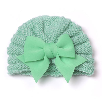 Children's Keep Warm Knitted Hat Bow Sleeve Kids' Headwear