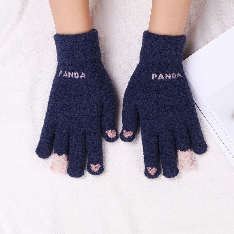 Plush Winter Cycling Knitted Cute Touch Gloves