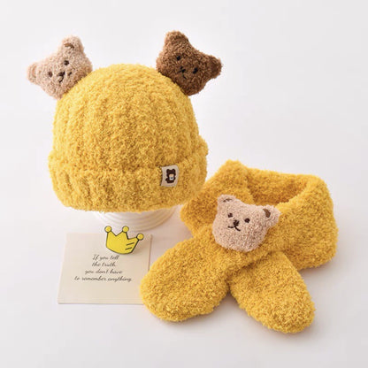 Children's Winter Hat Two-piece Set Plush Warm Boy Kids' Headwear