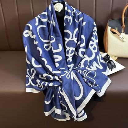 Broadcast Korean Style Printed Cotton Linen Classic Scarfs