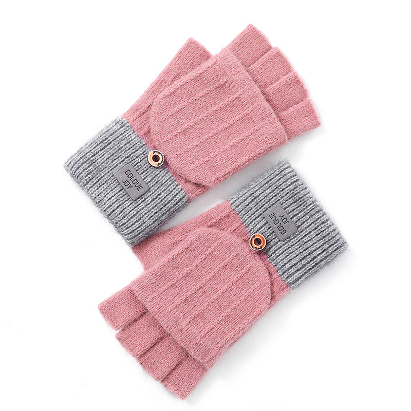 Women's Knitted Warm Outdoor Windproof Fleece-lined Korean Gloves