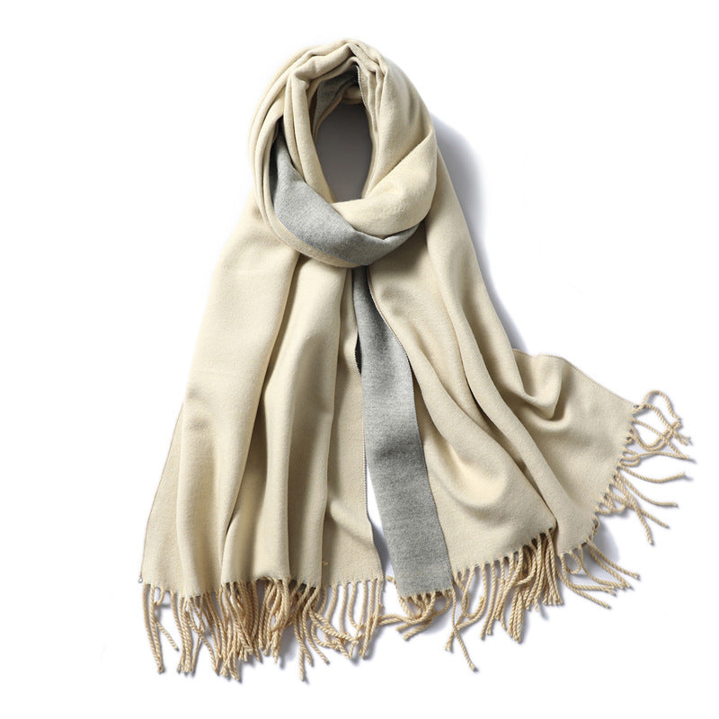 Women's & Men's Cashmere Winter Thickened Warm Double-sided Two-color Scarfs