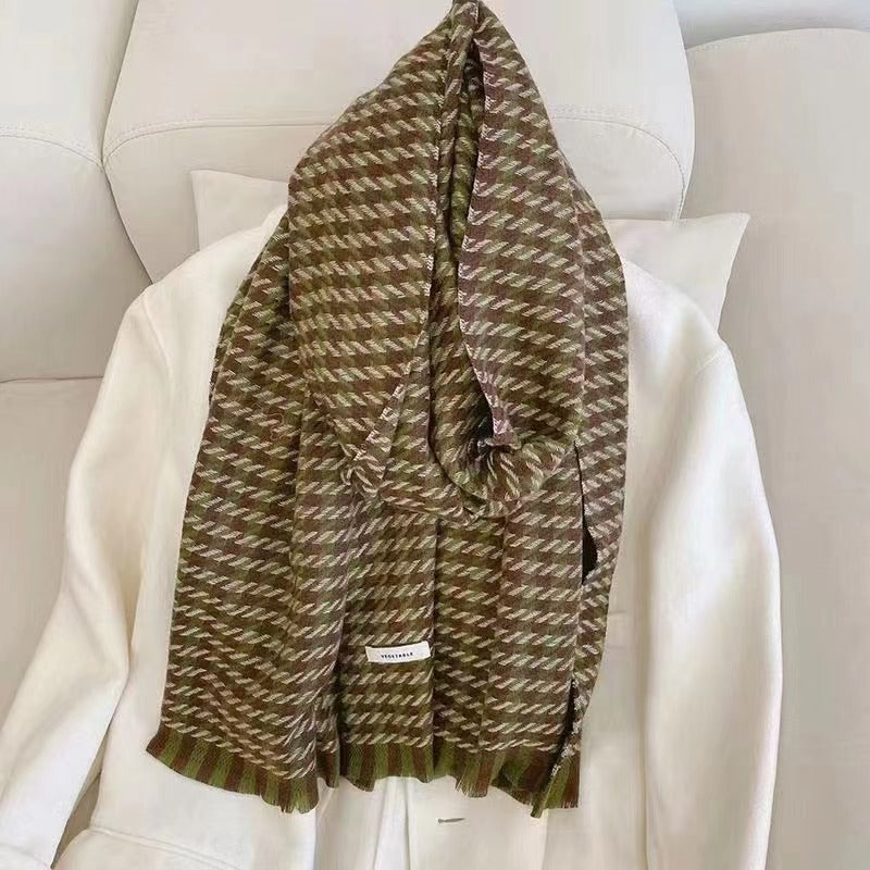 Winter Plaid Cashmere Warm Tassel Shawl Scarfs