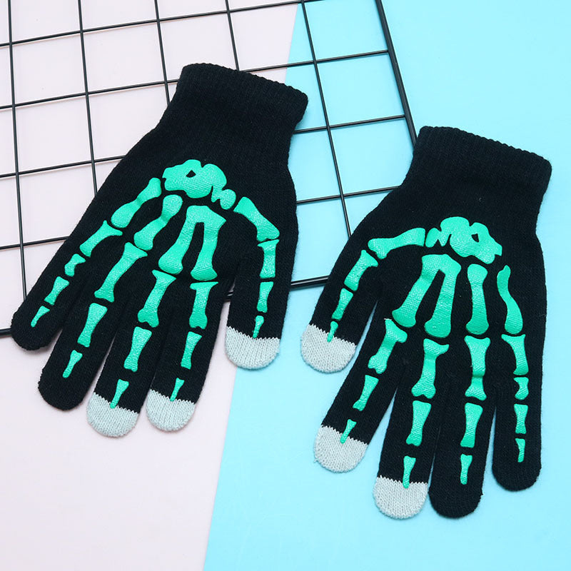 Women's & Men's Warm Wool Halloween Carnival Performance Skull Gloves