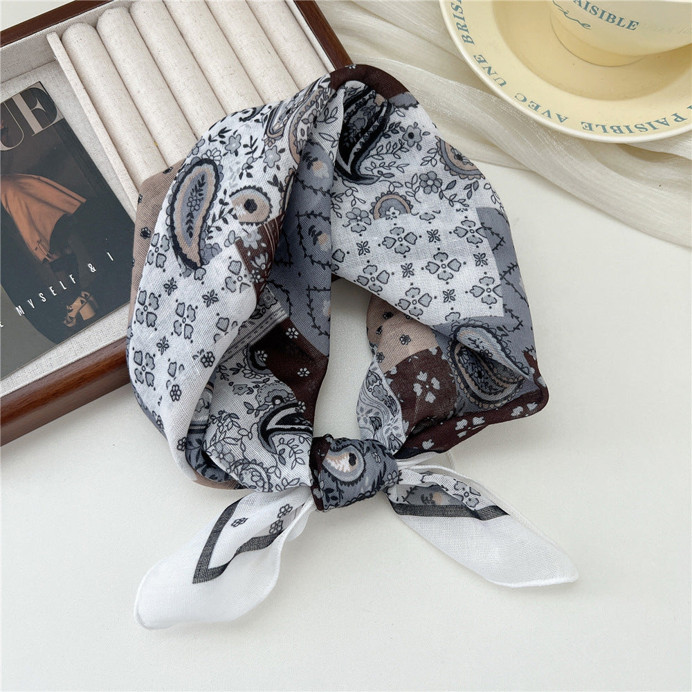 Small Square Towel Silk Female Autumn Summer Bandana Headband Scarfs