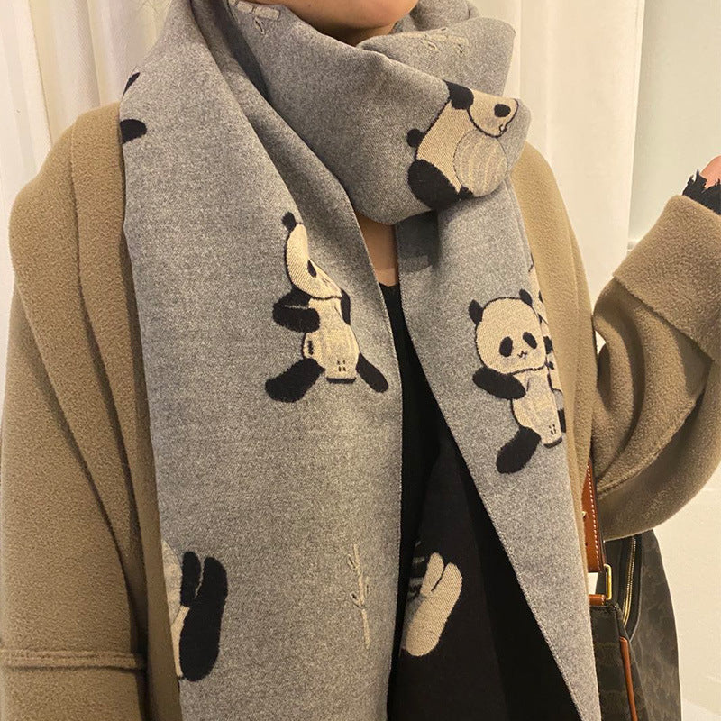 Panda Series Couple Cartoon Cute Narrow Long Female Winter Scarfs