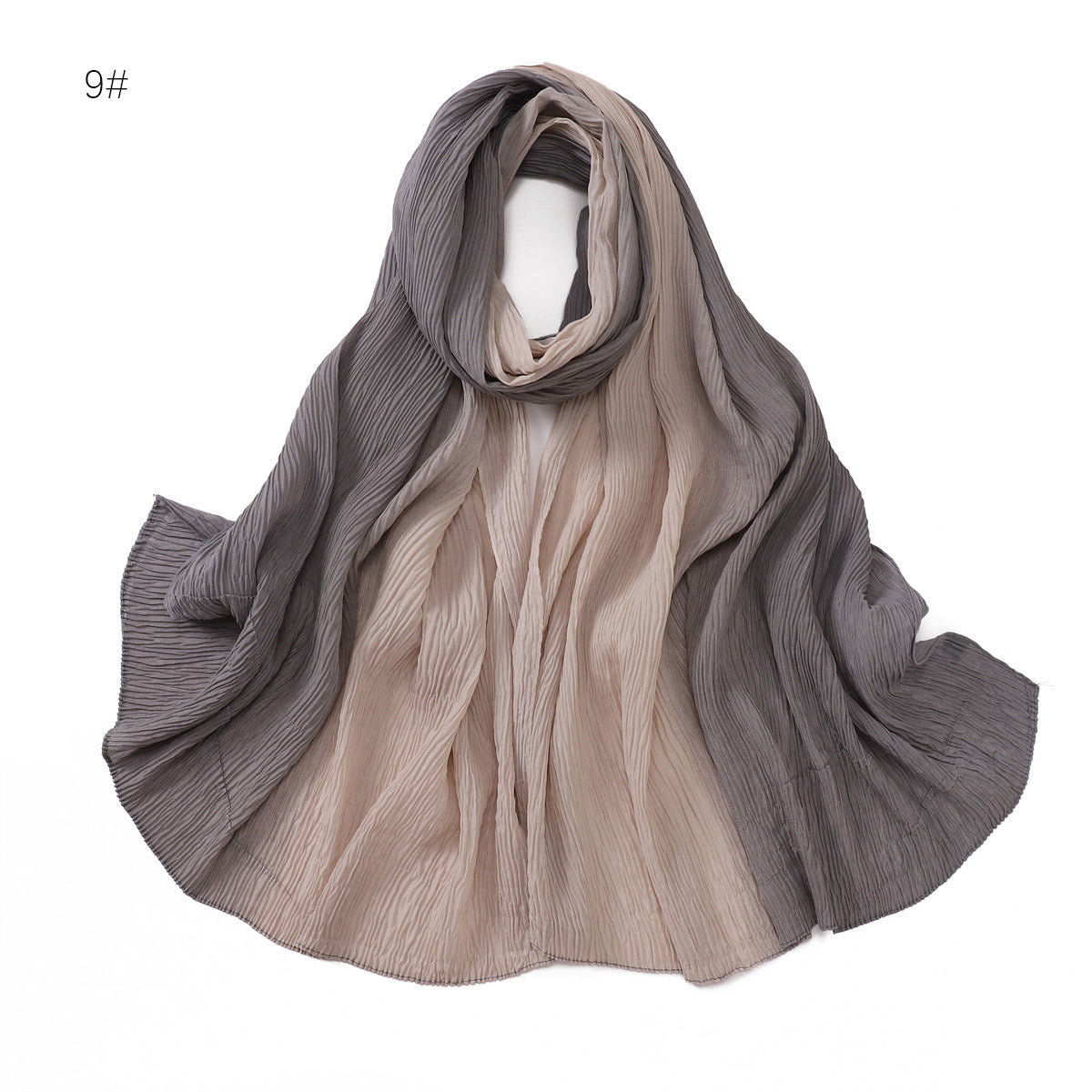 Women's Fashion Travel Gradient Color Pleated Composite Scarfs