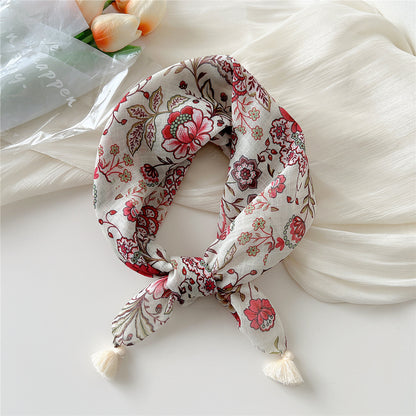 Women's Linen Small Square Towel Neck Decorative Scarfs