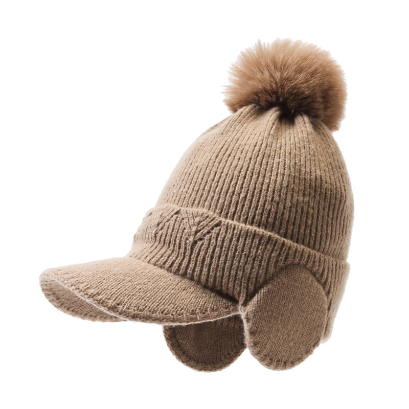 Women's Sky Knitted Plus Fluff Wool Peaked Hats & Caps