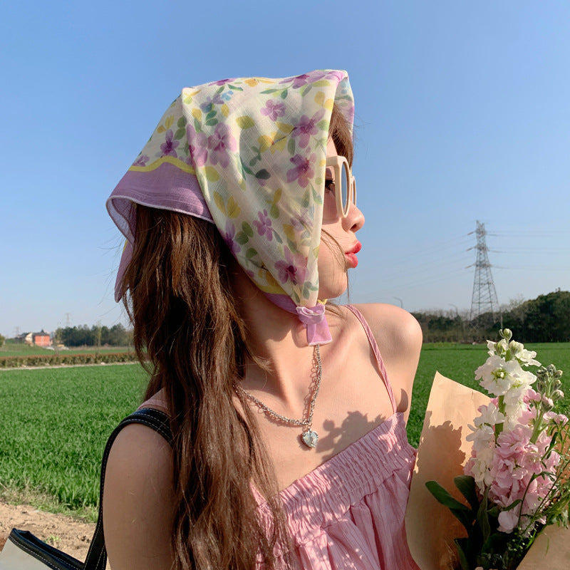 Women's Towel Flower Floral Artistic Retro Decorative Scarfs