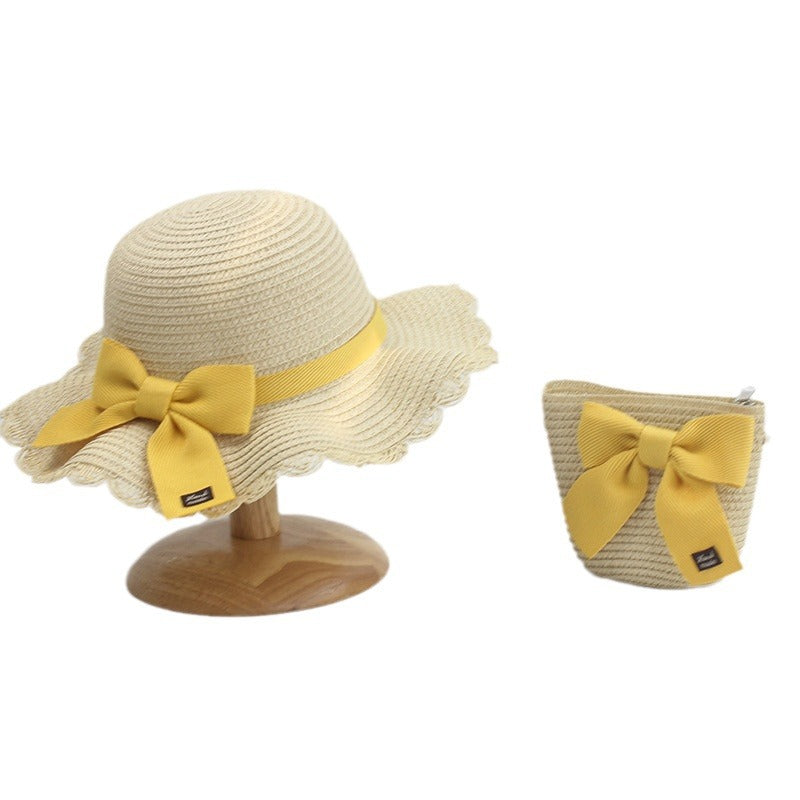 Children's Hat Straw Bow Sweet Cute Sun Kids' Headwear